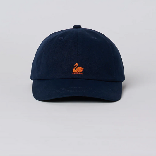 Navy blue cap with orange logo