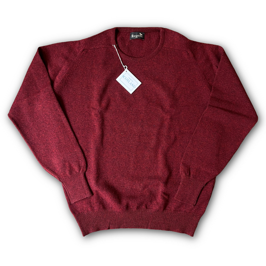 Classic Regent Round Neck Burguandy 100% Geelong Wool Jumper, avalible on the Webstore or in store Salisbury UK