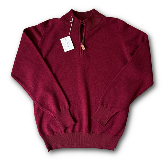 The Classic Regent 100% Geelong wool Jumpers Quarter Zip in Burgundy - available on Regent webstore or in store Salisbury UK