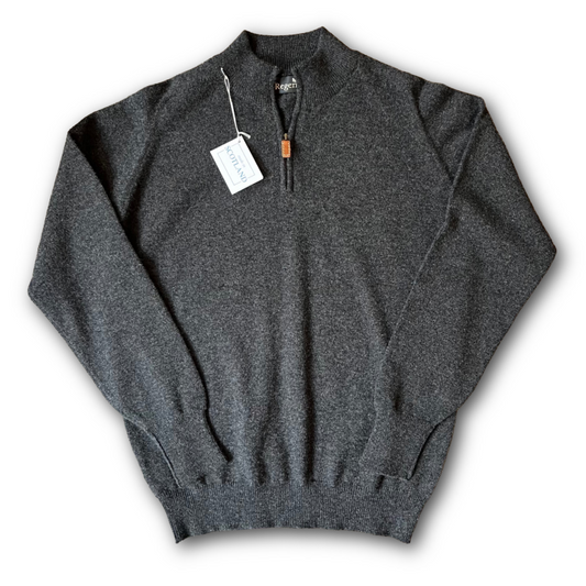 The Classic Regent 100% Geelong wool Jumpers quarter zip in Charcoal Grey - available on Regent webstore or in store Salisbury UK