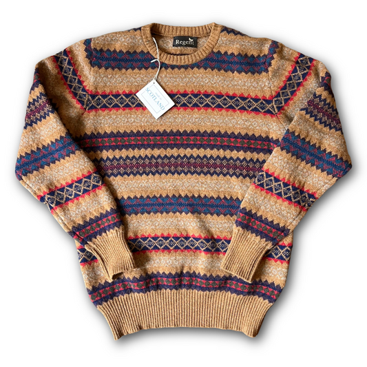 Fire Isle Round Neck Regent 100% Geelong wool jumper, available on regent webstore or in store Salisbury UK 