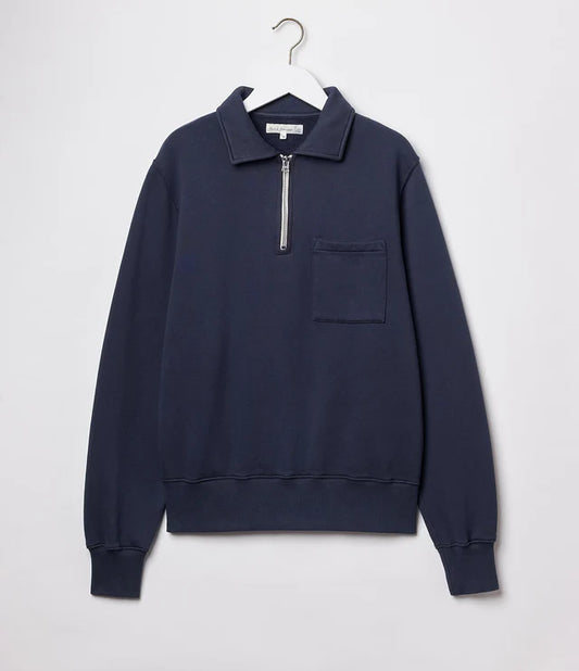 MERZ B. SCHWANEN - Half Zip Collared Sweatshirt - Charcoal