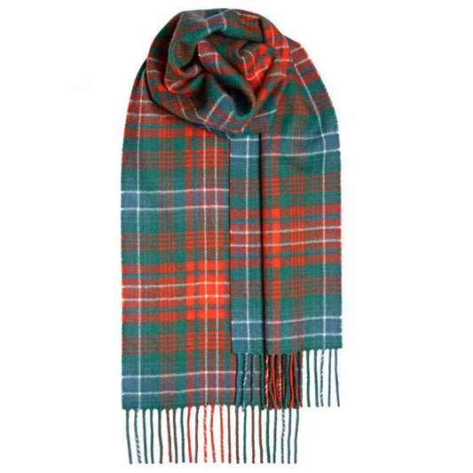 Wilson ancient scarf with fringing and orange, blue and green tartan