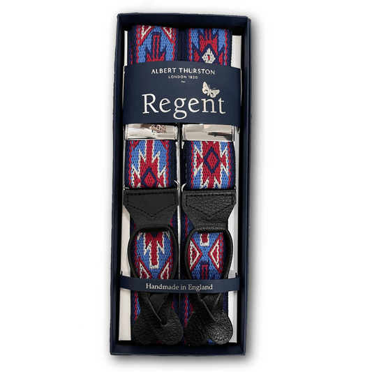 Albert Thurston x Regent - Braces - Aztec -Sky blue/Red/Cream - Regent TailoringAlbert Thurston
