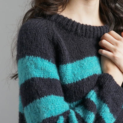 Navy and Retro Blue Striped Jumper, 80% wool, available at Regent Tailoring Salisbury UK