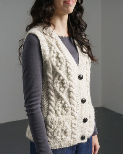 Bibico - Bertie Aran Vest - Natural Mohair Blend