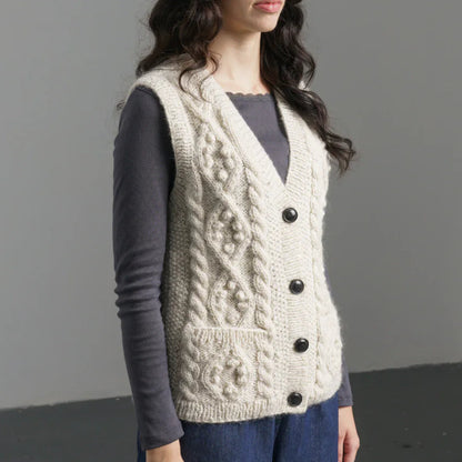 Bibico - Bertie Aran Vest - Natural Mohair Blend