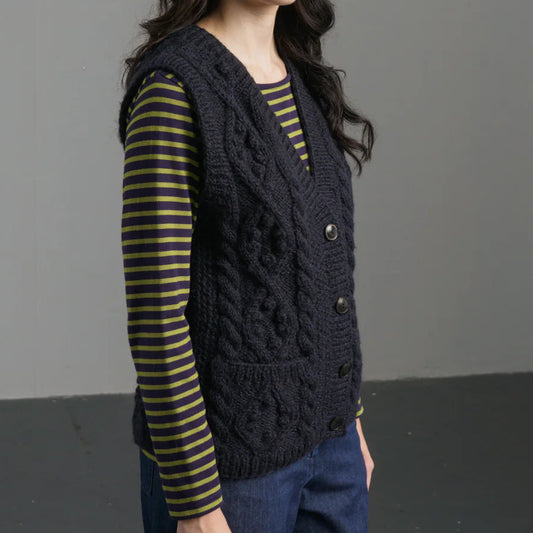 Wool Navy Vest with 4 button down, pockets on front, Available at Regent Tailoring Salisbury Uk