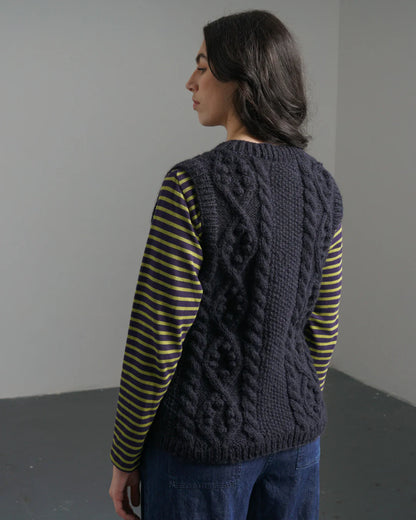 Bibico - Bertie Aran Vest - Navy Mohair Blend
