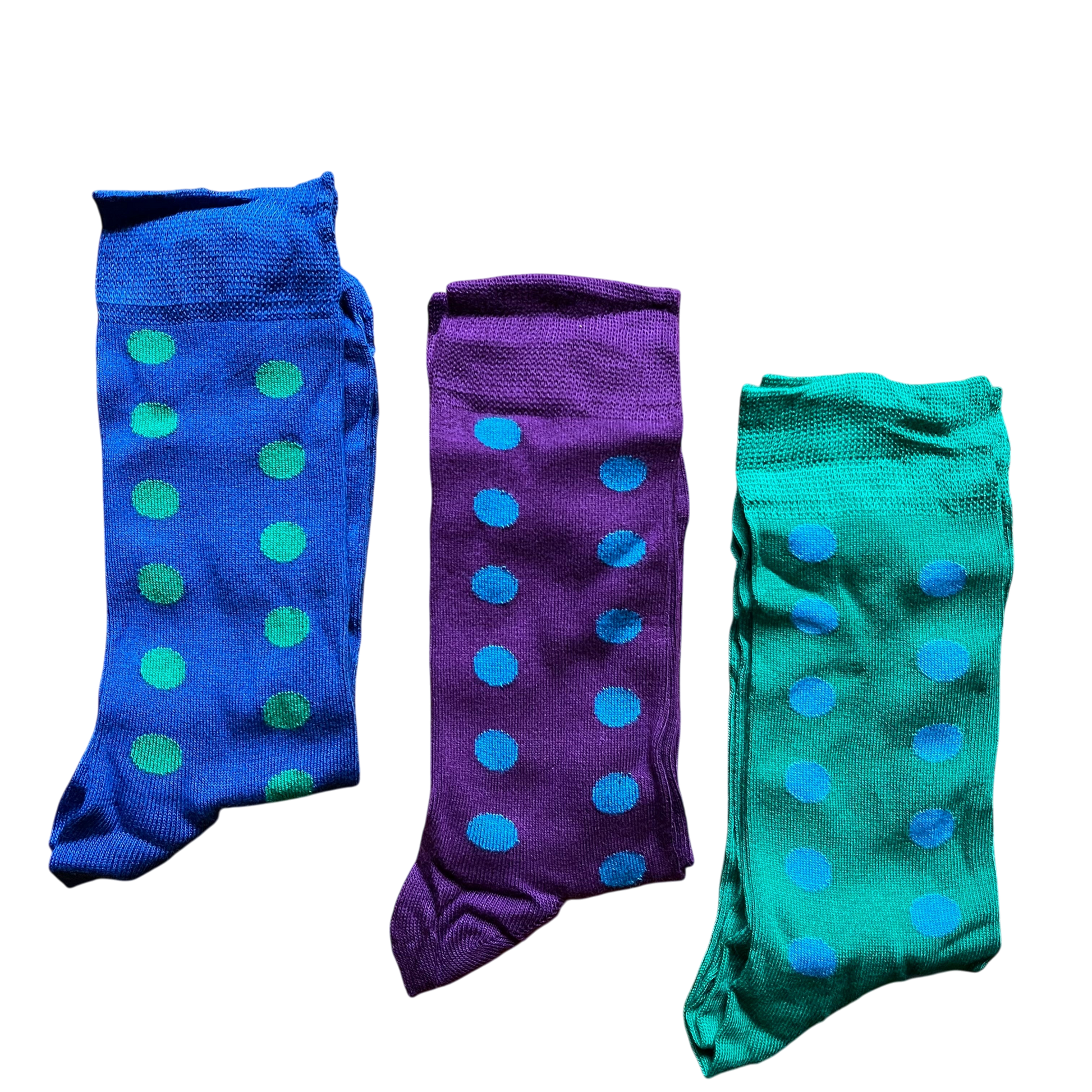 Bamboo - 3 Pack Sock Set - Purple, Green & Blue with Spots - Regent Tailoring Salisbury