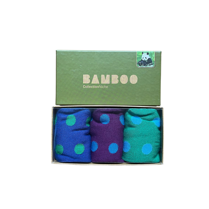 Bamboo - 3 Pack Sock Set - Purple, Green & Blue with Spots - Regent Tailoring Salisbury