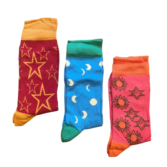 Bamboo - 3 Pack Sock Set - Suns, Stars & Moons - Regent Tailoring Salisbury