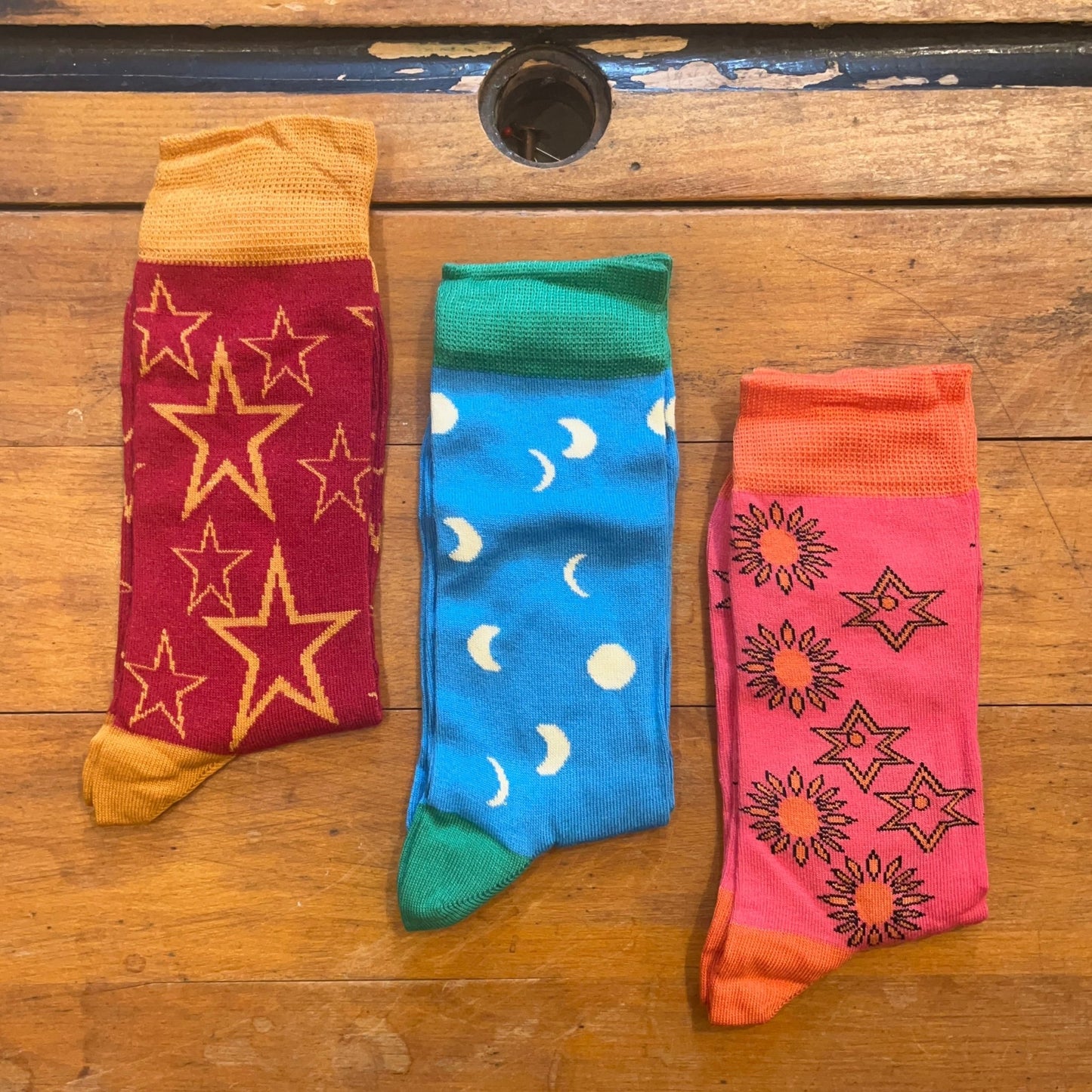 Bamboo - 3 Pack Sock Set - Suns, Stars & Moons - Regent TailoringBamboo