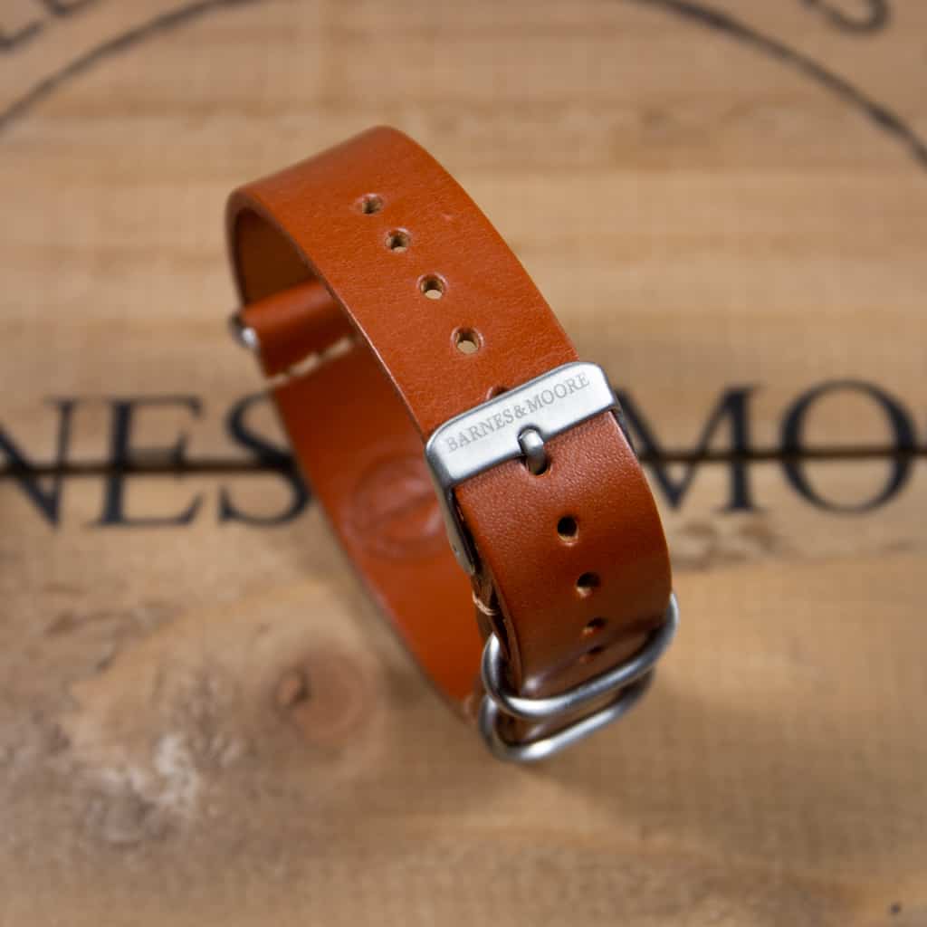 Barnes and Moore NATO watch strap in harness tan leather