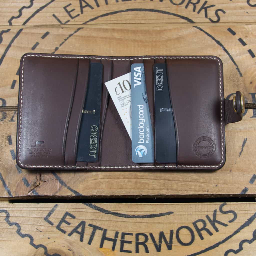 Barnes and Moore sportsman card holder in deep honey leather