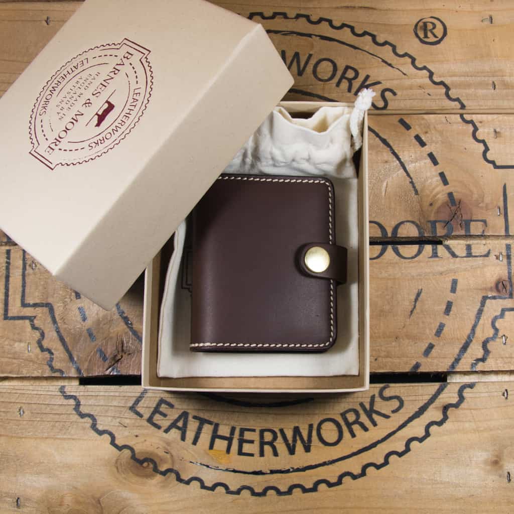 Barnes and Moore sportsman card holder in deep honey leather