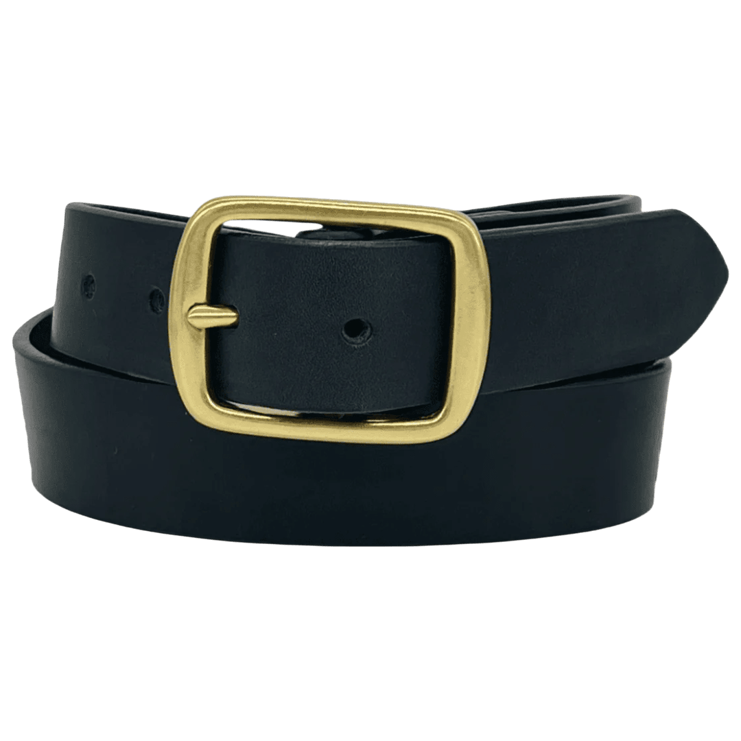 Barnes & Moore - Submariner Belt - Black Leather with Brass - Regent Tailoring Salisbury