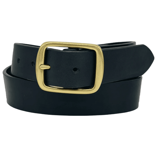 Barnes & Moore - Submariner Belt - Black Leather with Brass - Regent Tailoring Salisbury