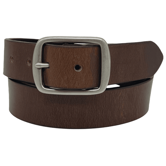 Barnes & Moore - Submariner Belt - Oak Bark Conker Leather with Nickel - Regent Tailoring Salisbury