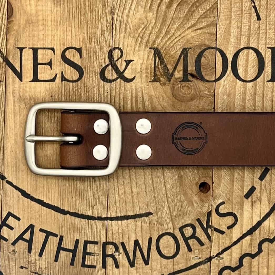 Barnes & Moore - Submariner Belt - Oak Bark Conker Leather with Nickel