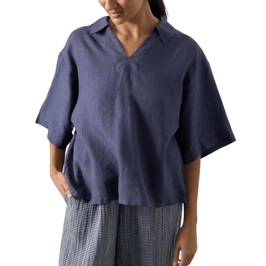 Bibico - Alina Shirt - Navy Linen - Regent Tailoring Salisbury