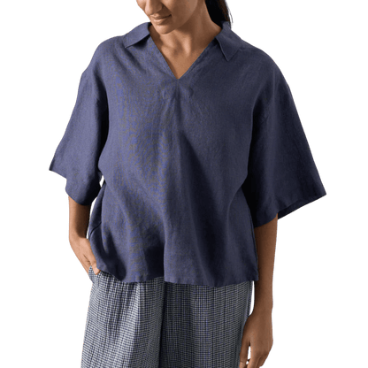 Bibico - Alina Shirt - Navy Linen - Regent Tailoring Salisbury