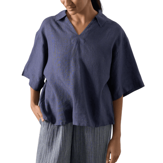 Bibico - Alina Shirt - Navy Linen - Regent Tailoring Salisbury