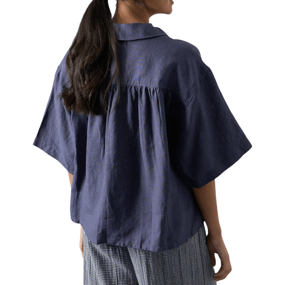 Bibico - Alina Shirt - Navy Linen - Regent Tailoring Salisbury