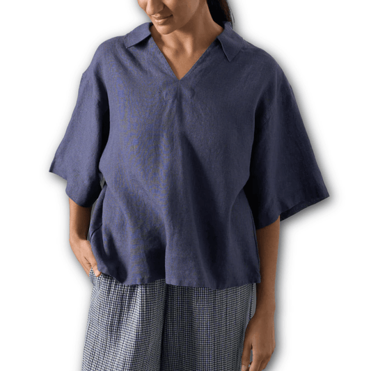 Bibico - Alina Shirt - Navy Linen - Regent TailoringBibico