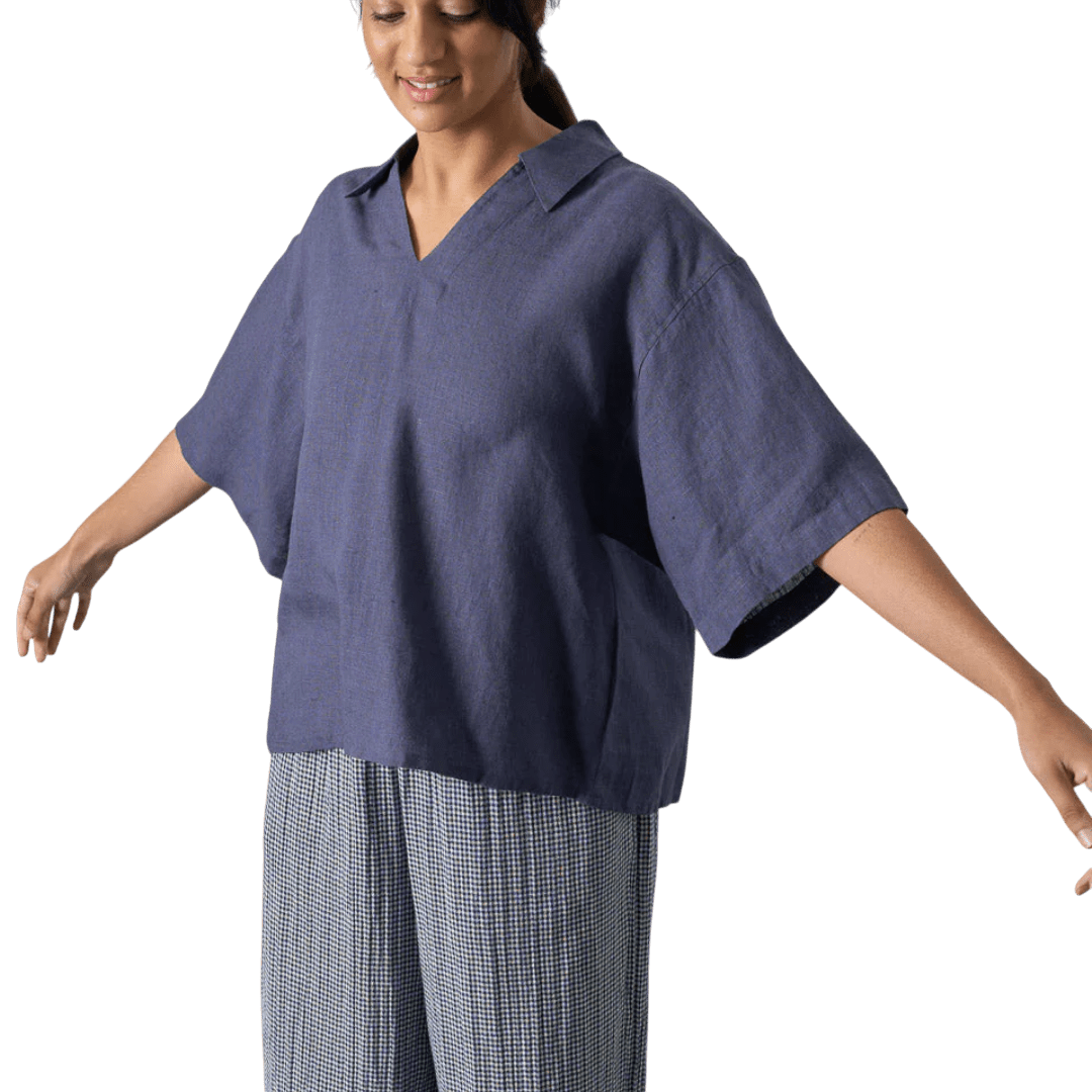 Bibico - Alina Shirt - Navy Linen - Regent Tailoring Salisbury