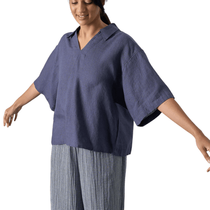 Bibico - Alina Shirt - Navy Linen - Regent Tailoring Salisbury