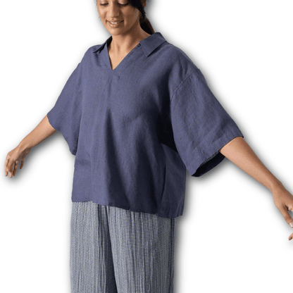 Bibico - Alina Shirt - Navy Linen - Regent Tailoring Salisbury