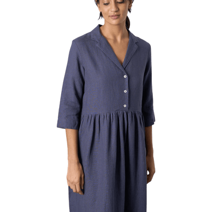 Bibico - Lilly Long Dress - Navy Linen - Regent Tailoring Salisbury