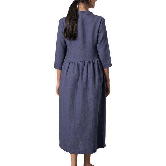 Bibico - Lilly Long Dress - Navy Linen - Regent Tailoring Salisbury