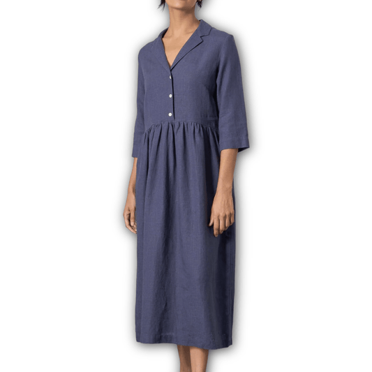 Bibico - Lilly Long Dress - Navy Linen - Regent TailoringBibico