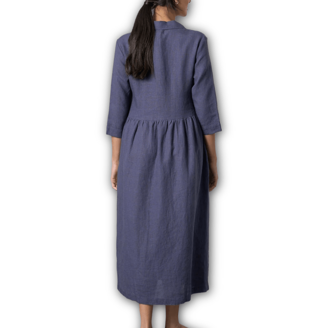 Bibico - Lilly Long Dress - Navy Linen - Regent Tailoring Salisbury