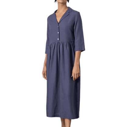 Bibico - Lilly Long Dress - Navy Linen - Regent Tailoring Salisbury