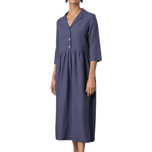 Bibico - Lilly Long Dress - Navy Linen - Regent Tailoring Salisbury