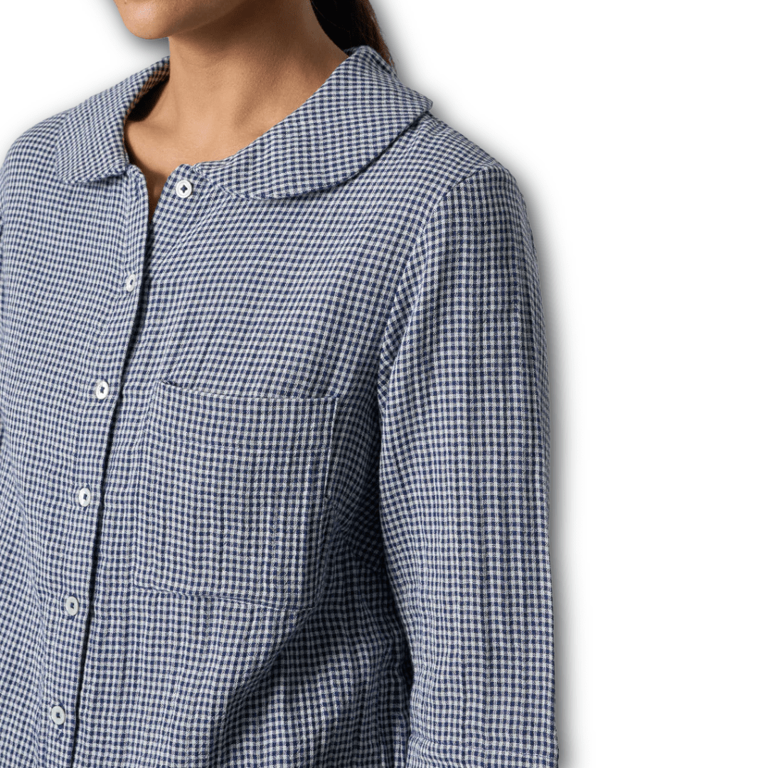 Bibico - Rowan Casual Blouse - Navy Check - Regent Tailoring Salisbury