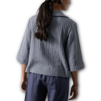 Bibico - Rowan Casual Blouse - Navy Check - Regent Tailoring Salisbury