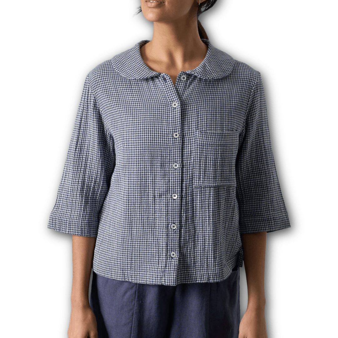 Bibico - Rowan Casual Blouse - Navy Check - Regent Tailoring Salisbury
