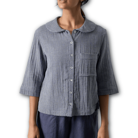 Bibico - Rowan Casual Blouse - Navy Check - Regent TailoringBibico