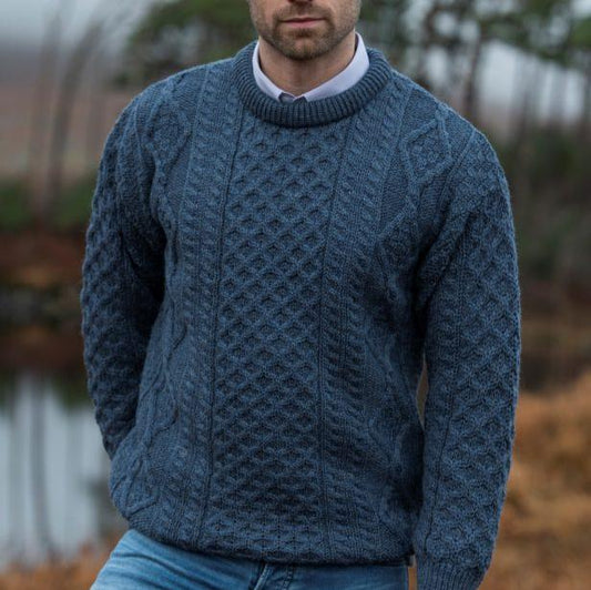 ARAN CRAFTS - Lightweight Aran Sweater - Caspian Blue