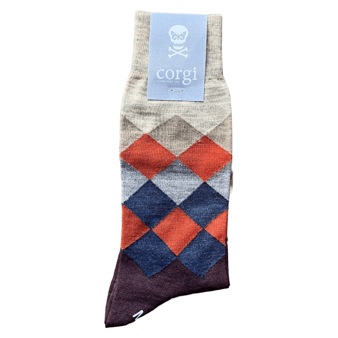 Corgi x Regent - Argyle Pattern Wool Blend Socks - Regent Tailoring Salisbury
