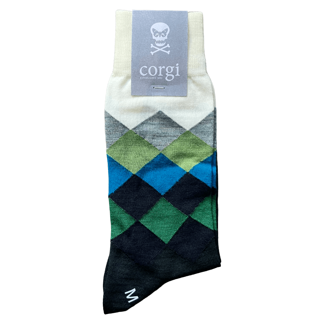 Corgi x Regent - Argyle Pattern Wool Blend Socks - Regent Tailoring Salisbury