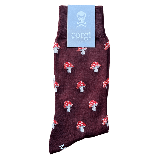 Corgi x Regent - Mushroom Wool Blend Socks - Burgundy - Regent Tailoring Salisbury