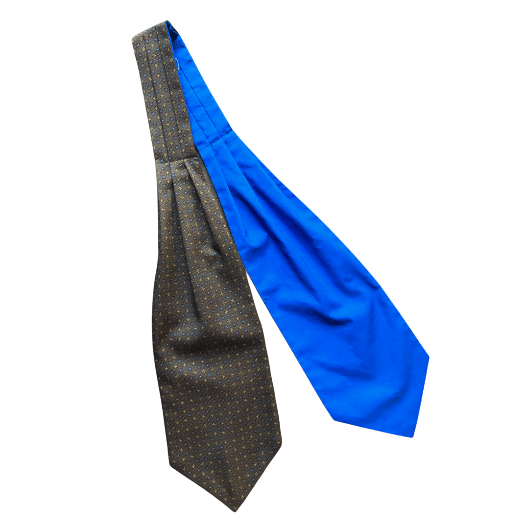 Cravat - Luxury Silk & Cotton - Geometric- Brown and Royal Blue - Regent Tailoring Salisbury