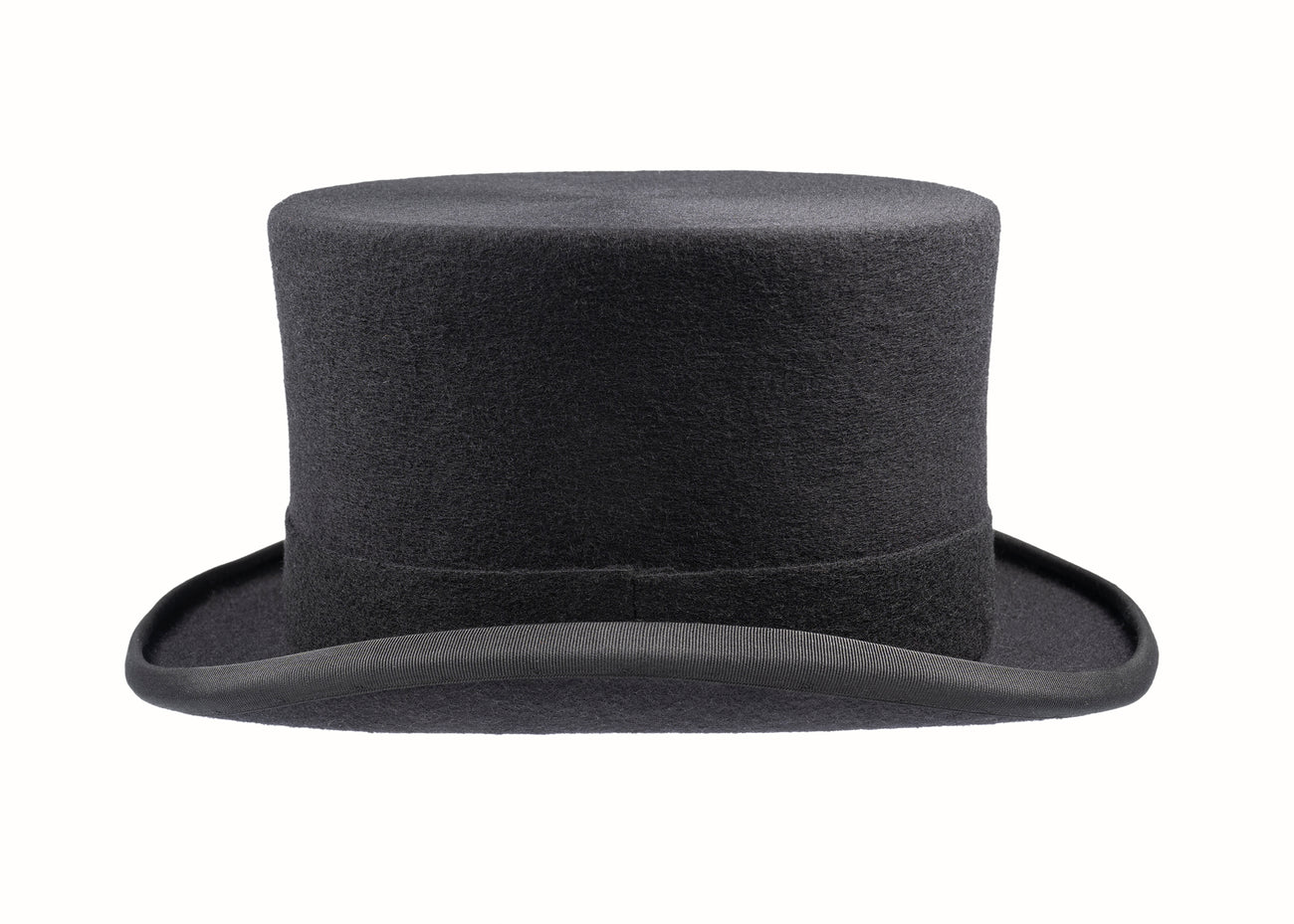 A Christy's felt top hat with black ribbon - side view