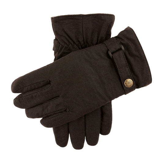 Dents - Exmoor - Fleece-Lined Waxed Cotton Gloves - Brown - Regent Tailoring Salisbury