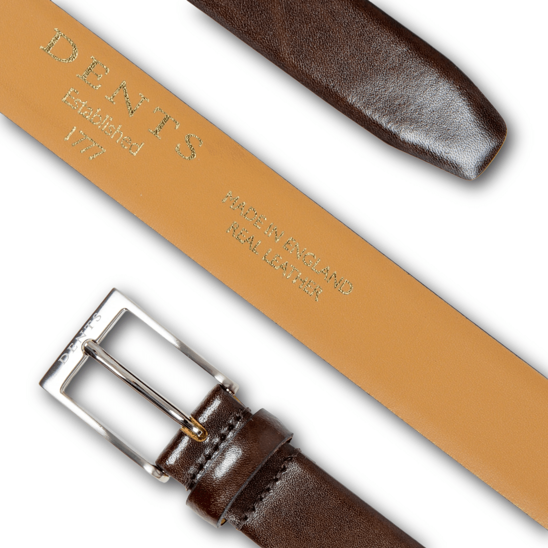 DENTS - Heritage Lined Full-Grain Leather Belt - Dark Brown - Regent Tailoring Salisbury